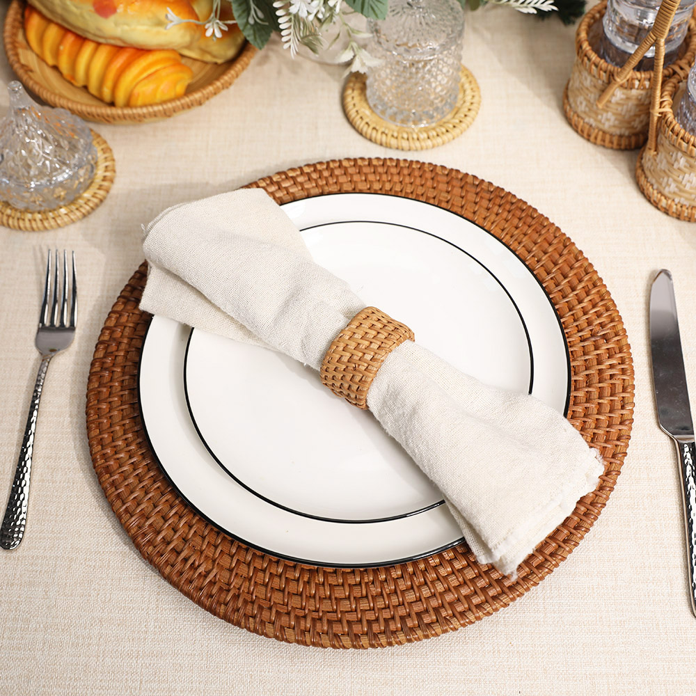 Rattan Export Marrón oscuro artesanía fibra natural ratán bajoplato decorativo - REX-UP012001