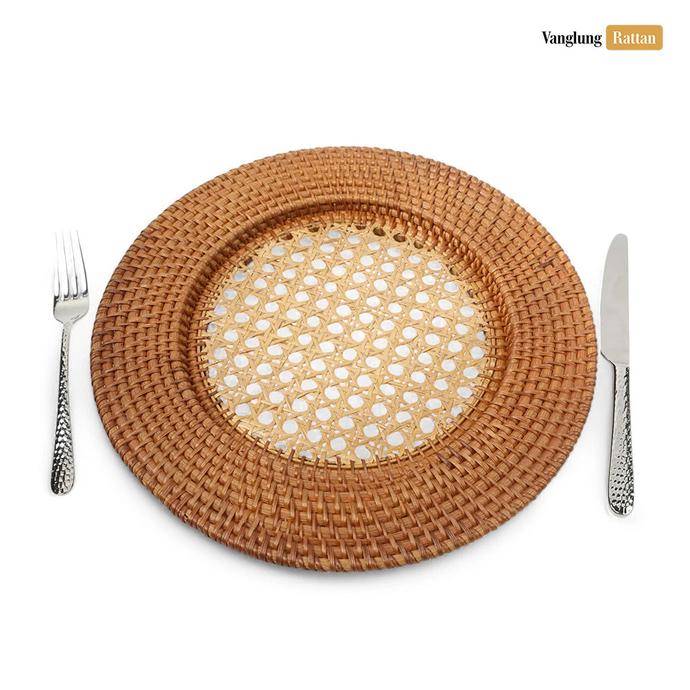 Rattan Export Marrón oscuro artesanía fibra natural ratán bajoplato decorativo - REX-UP012001