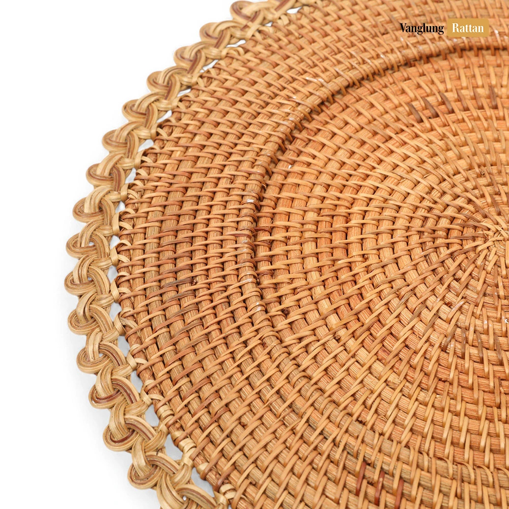 Rattan Export Braun Blumen Handarbeit Naturfaser Rattan Dekor-Unterteller - REX-UP011012