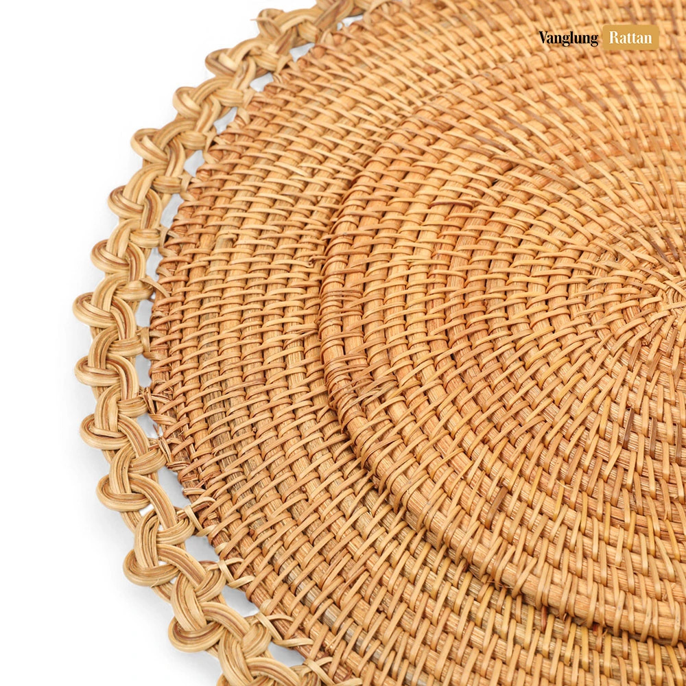 Rattan Export Braun Blumen Handarbeit Naturfaser Rattan Dekor-Unterteller - REX-UP011012