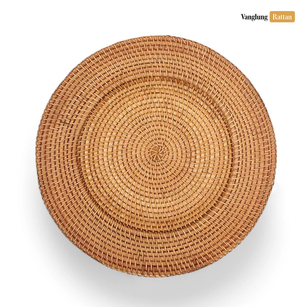 Rattan Export Brown Handicraft Straw Rattan Charger Underplate - REX-UP011002