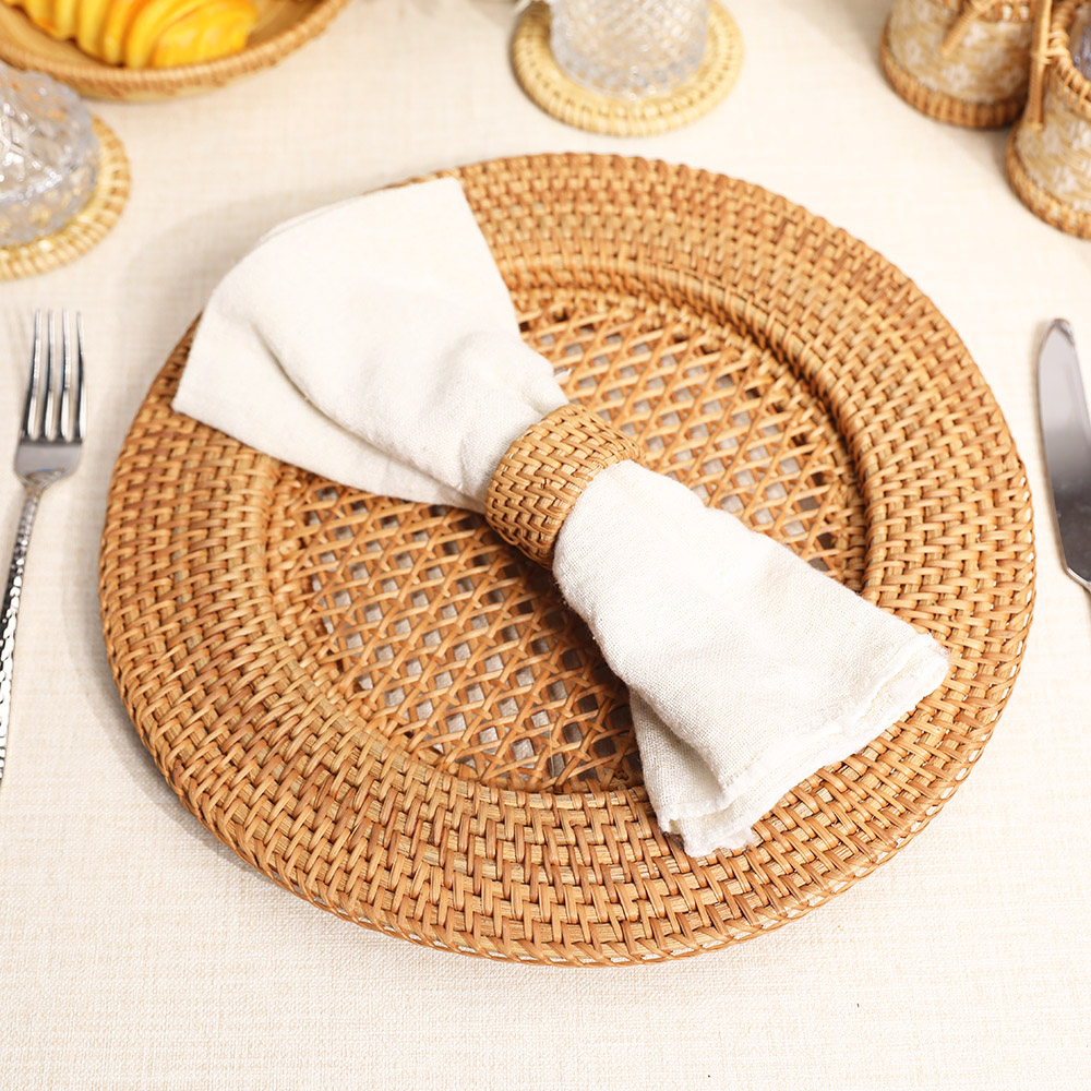 Rattan Export Braun Handarbeit Naturfaser Rattan Dekor-Unterteller - REX-UP011002