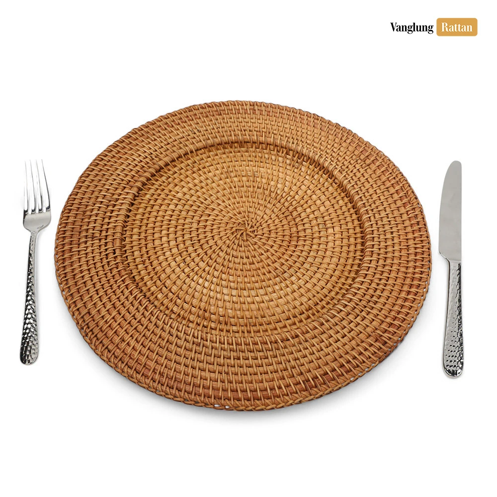 Rattan Export Braun Handarbeit Naturfaser Rattan Dekor-Unterteller - REX-UP011002