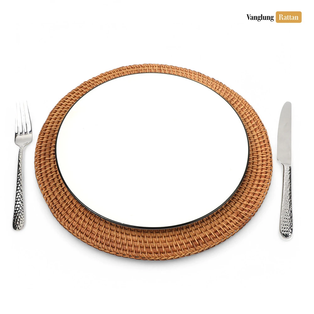 Rattan Export Braun Handarbeit Naturfaser Rattan Dekor-Unterteller - REX-UP011002