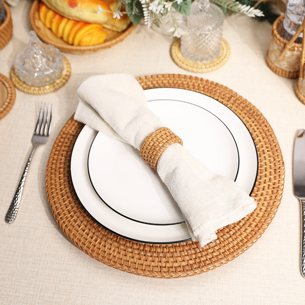 Rattan Export Braun Handarbeit Naturfaser Rattan Dekor-Unterteller - REX-UP011002
