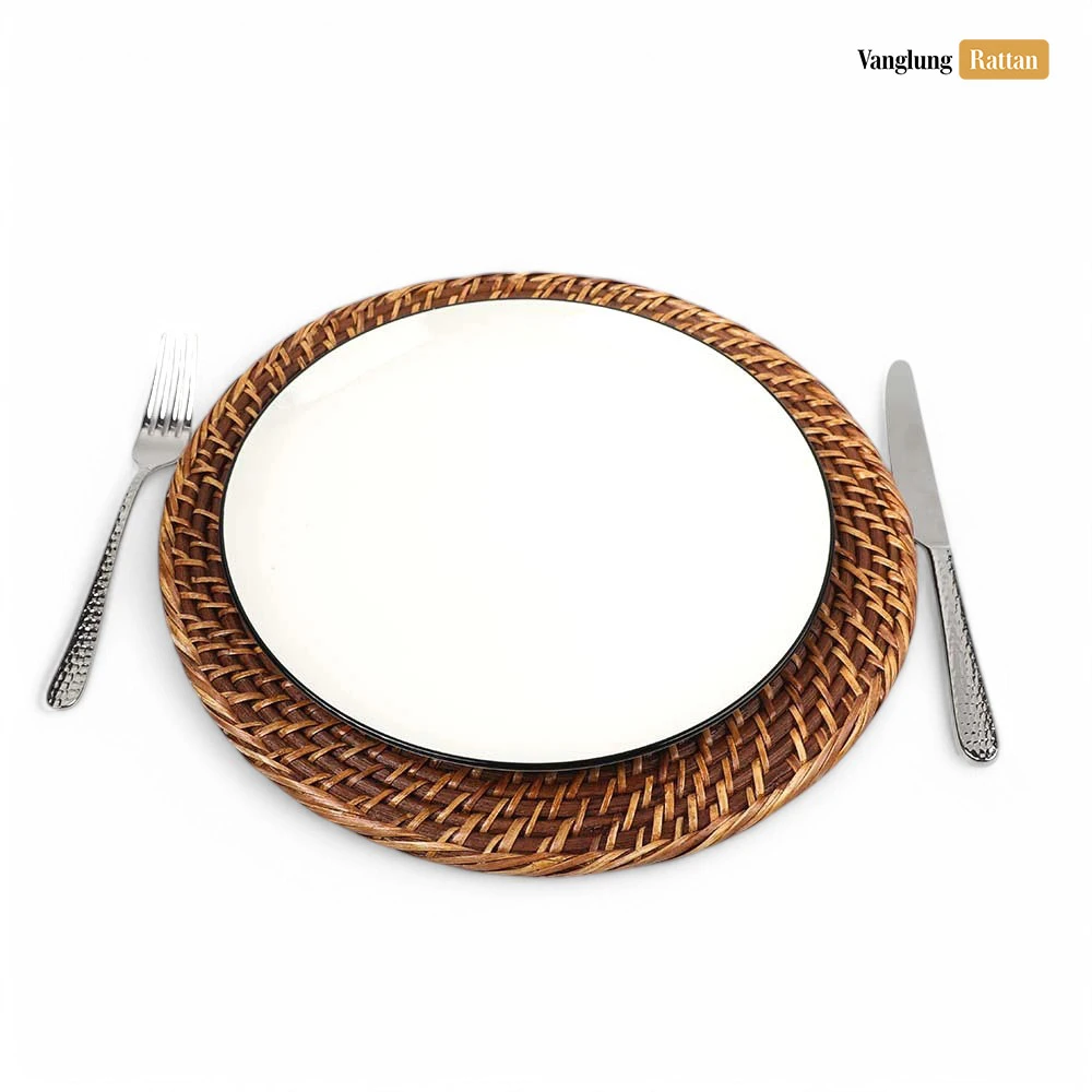 Rattan Export Dark Brown Cane Mesh Full Rattan Charger Underplate - REX-UP021025