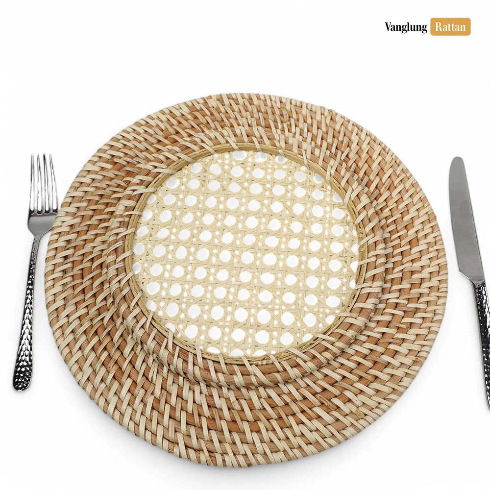 Rattan Export Natural Handicraft Full Rattan Charger Underplate - REX-UP021011