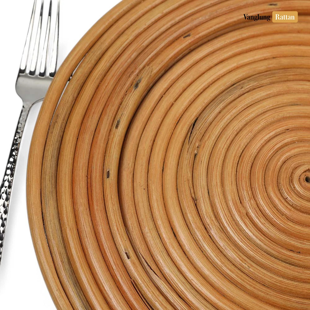 Rattan Export Honey Concentric Circles Full Rattan Charger Underplate - REX-UP023001