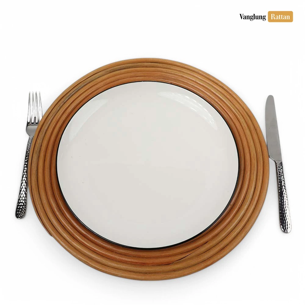 Rattan Export Honey Concentric Circles Full Rattan Charger Underplate - REX-UP023001