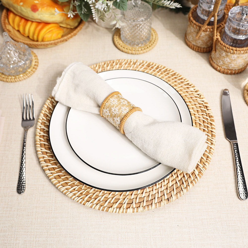 Rattan Export Natural tejido a mano ratán completo bajoplato decorativo - REX-UP021044