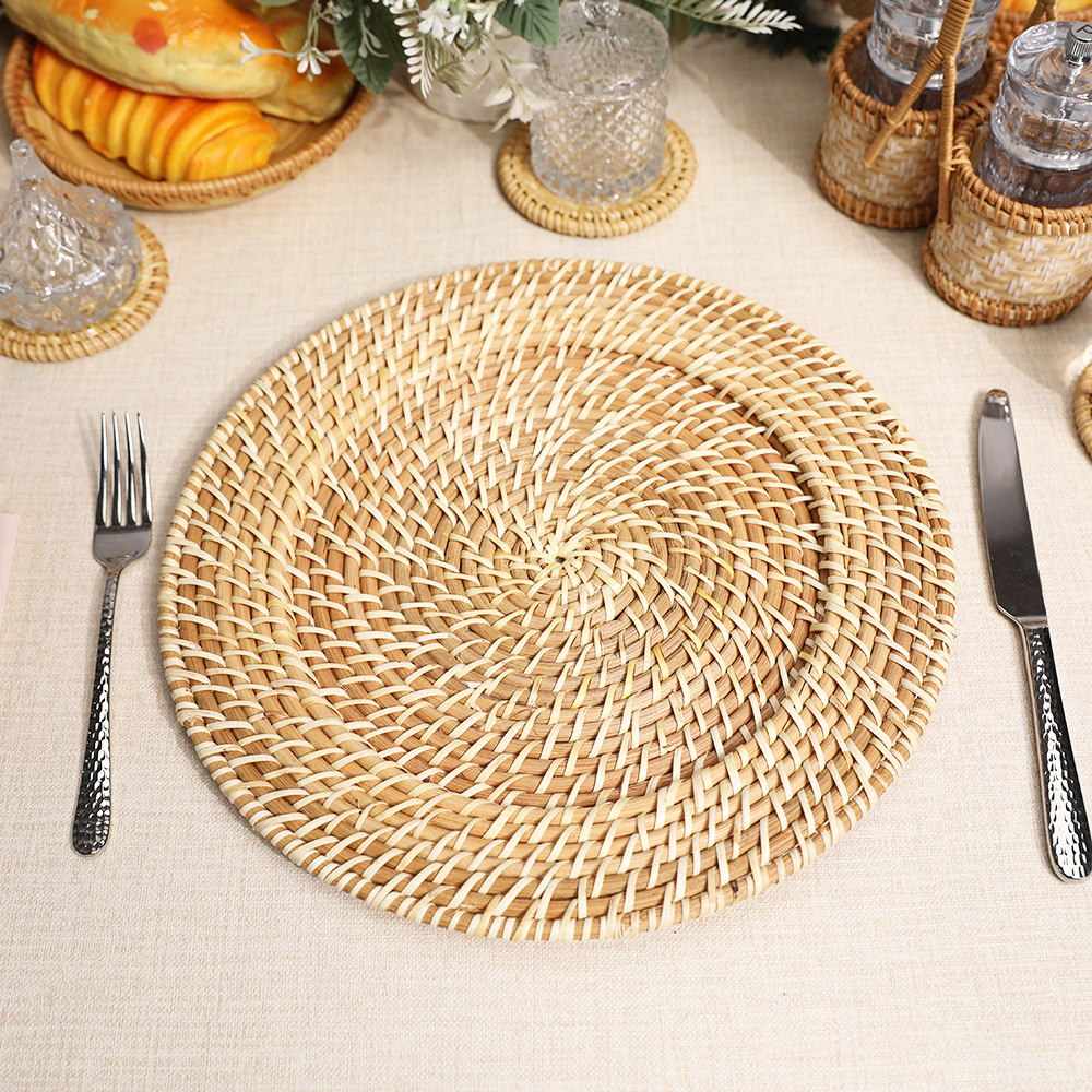 Rattan Export Natural tejido a mano ratán completo bajoplato decorativo - REX-UP021044
