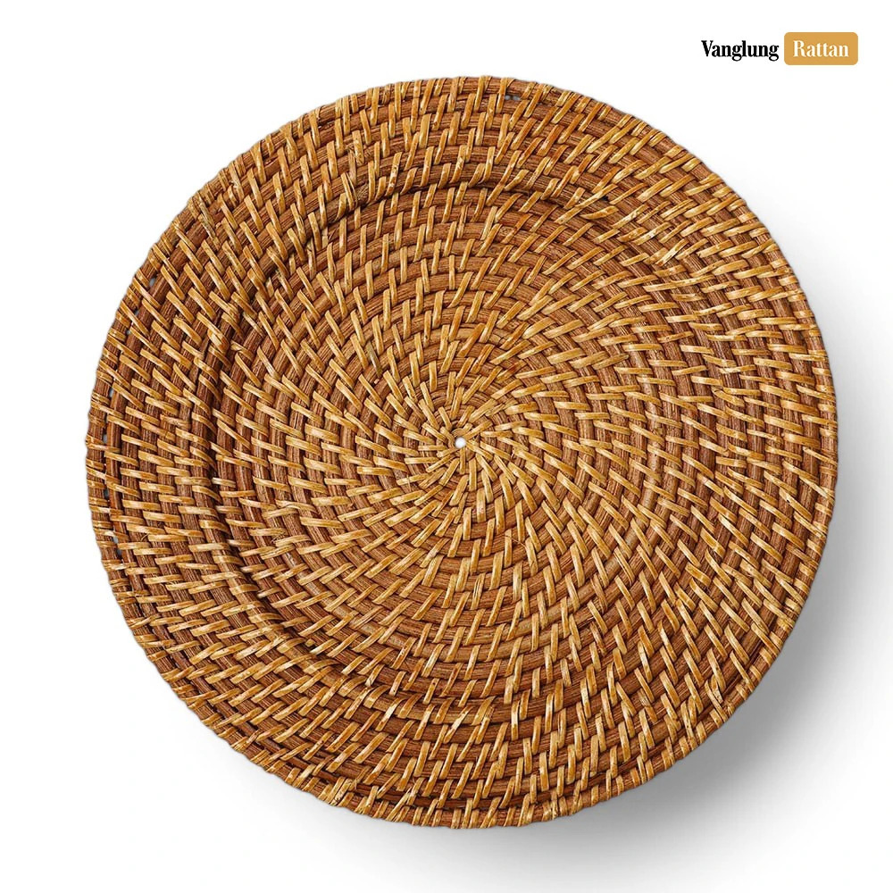 Rattan Export Honey Brown Handwoven Full Rattan Charger Underplate - REX-UP021006
