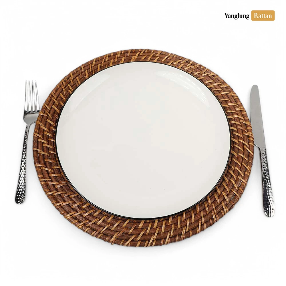 Rattan Export Natural Brown Round Full Rattan Charger Underplate - REX-UP021024