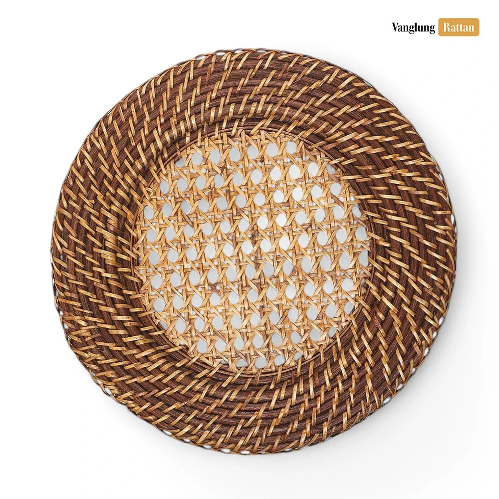 Rattan Export Dark Brown Cane Mesh Full Rattan Charger Underplate - REX-UP021005