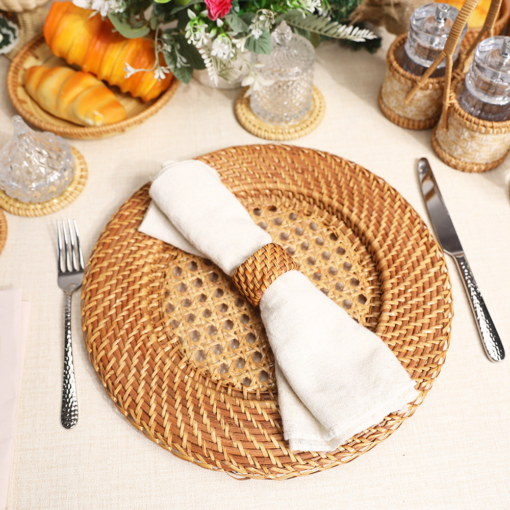 Rattan Export Golden braun Rattangeflecht Vollrattan Dekor-Unterteller - REX-UP021001