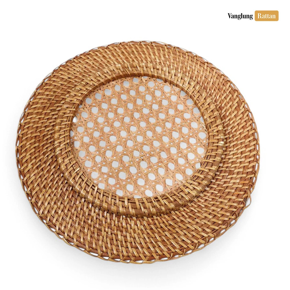 Rattan Export Golden braun Rattangeflecht Vollrattan Dekor-Unterteller - REX-UP021001