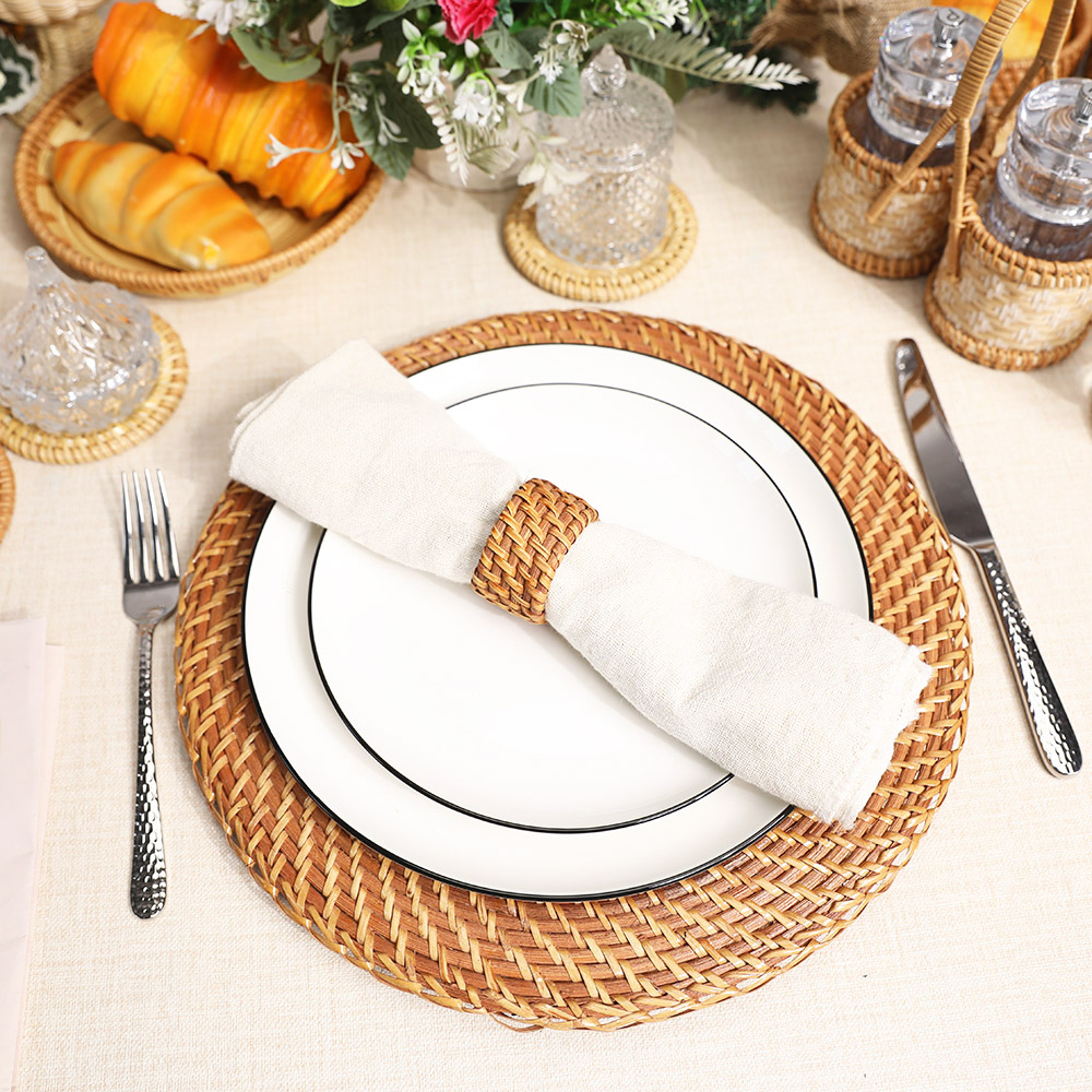 Rattan Export Golden braun Rattangeflecht Vollrattan Dekor-Unterteller - REX-UP021001