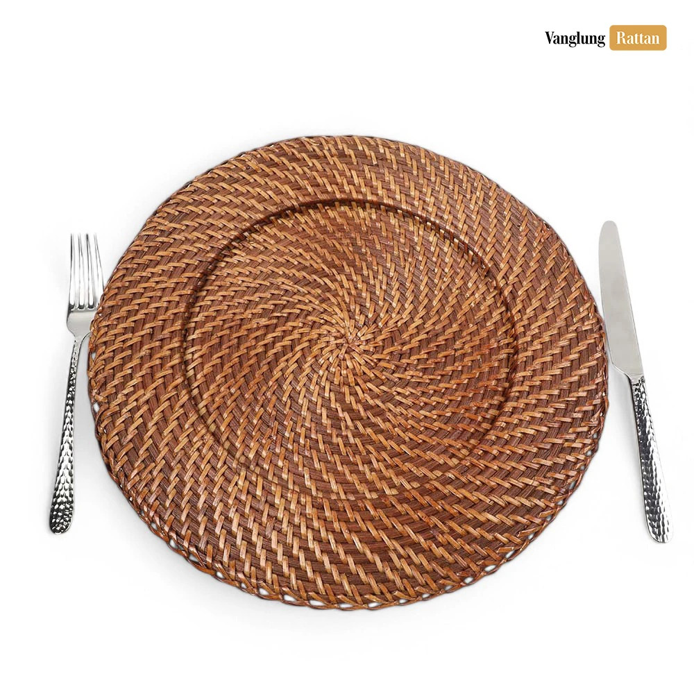 Rattan Export Dark Brown Round Full Rattan Charger Underplate - REX-UP021012