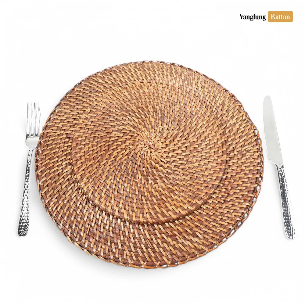 Rattan Export Dark Brown Round Full Rattan Charger Underplate - REX-UP021012