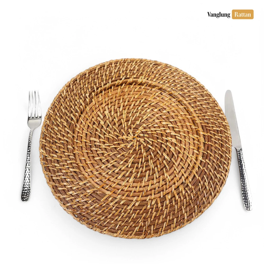 Rattan Export Umweltfreundlich braun rund Vollrattan Dekor-Unterteller - REX-UP021014