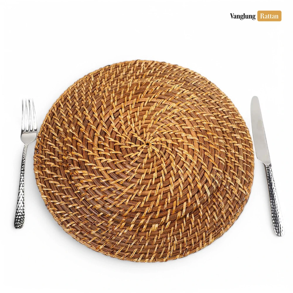 Rattan Export Umweltfreundlich braun rund Vollrattan Dekor-Unterteller - REX-UP021014