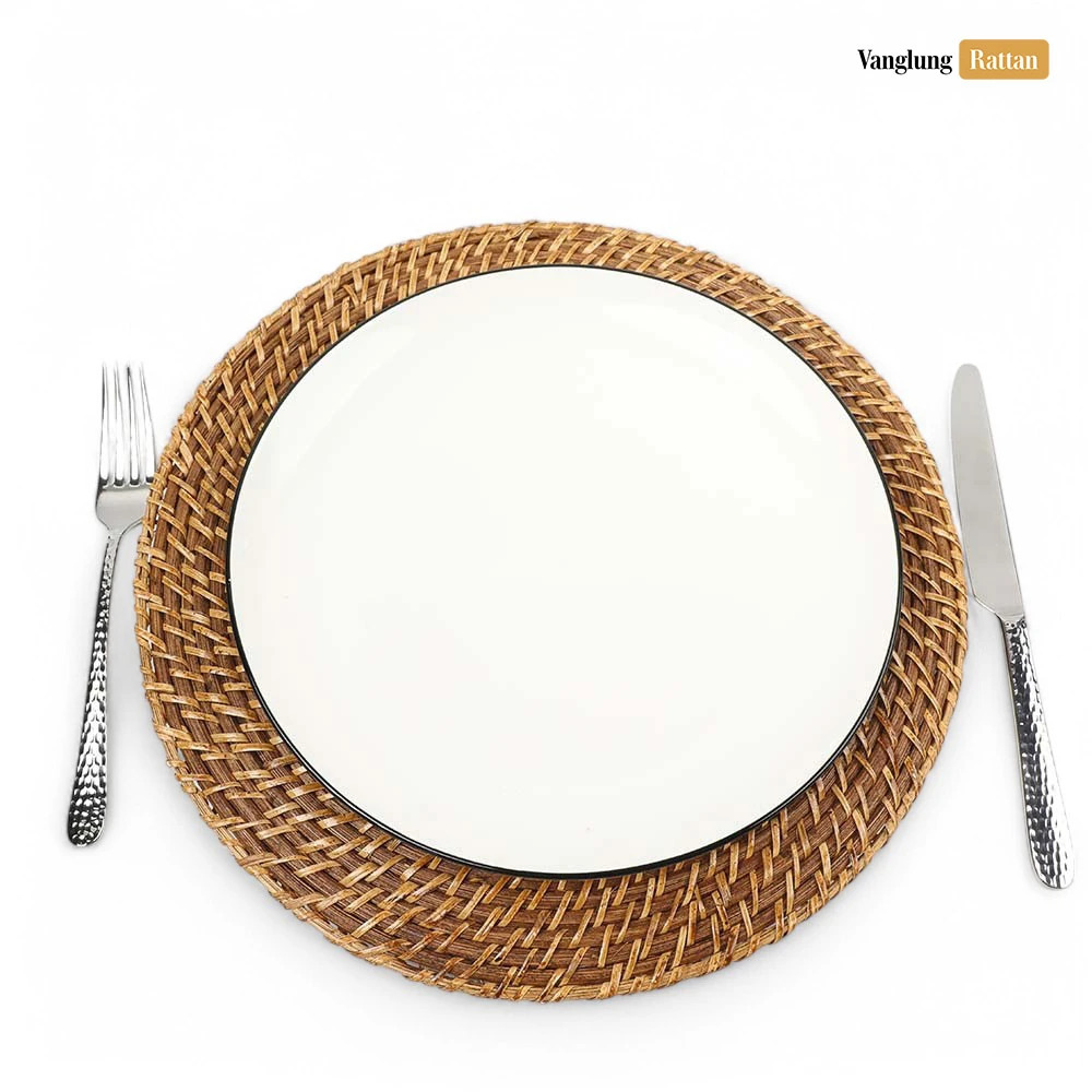 Rattan Export Umweltfreundlich braun rund Vollrattan Dekor-Unterteller - REX-UP021014