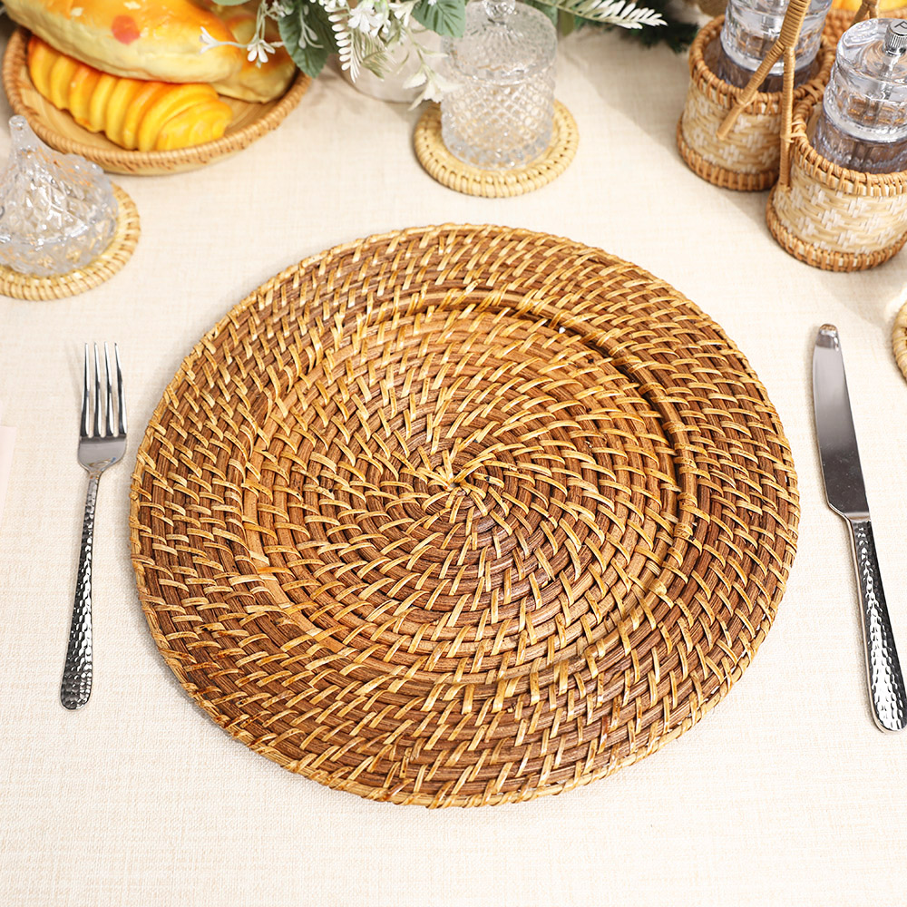 Rattan Export Umweltfreundlich braun rund Vollrattan Dekor-Unterteller - REX-UP021014