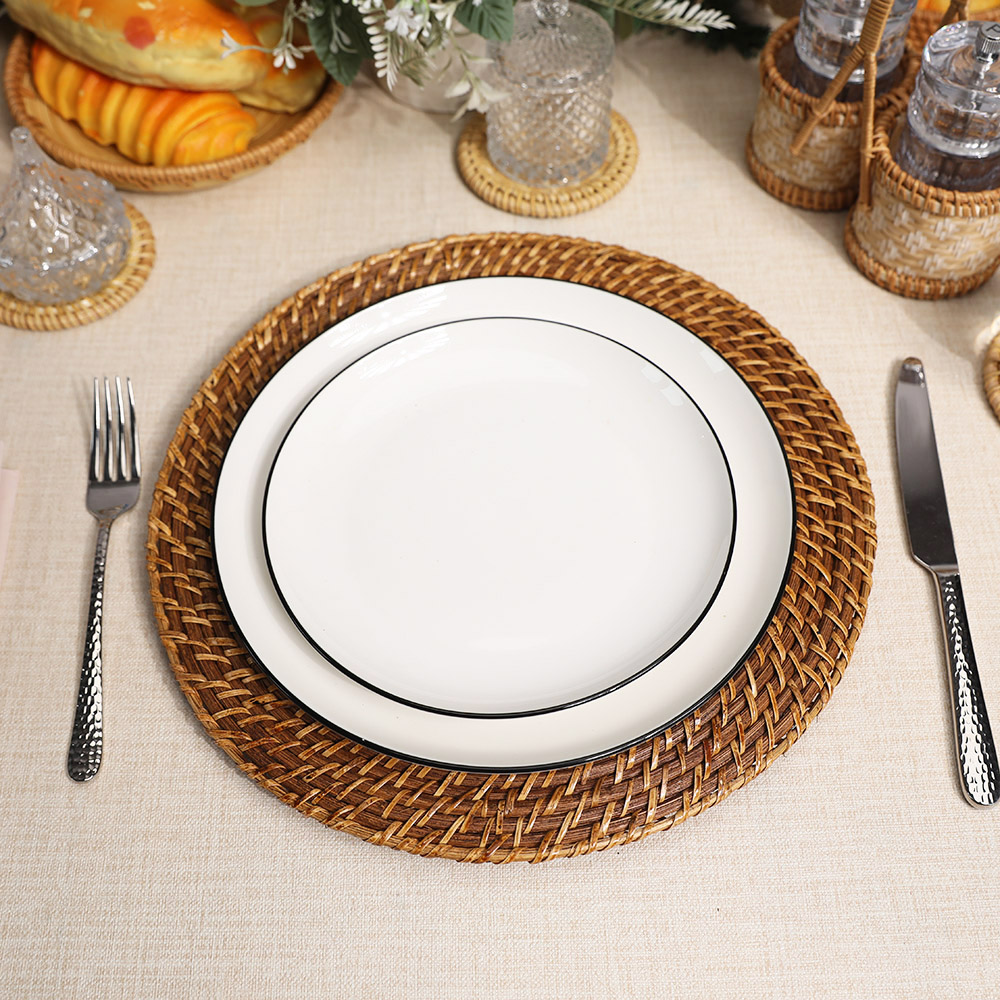 Rattan Export Umweltfreundlich braun rund Vollrattan Dekor-Unterteller - REX-UP021014