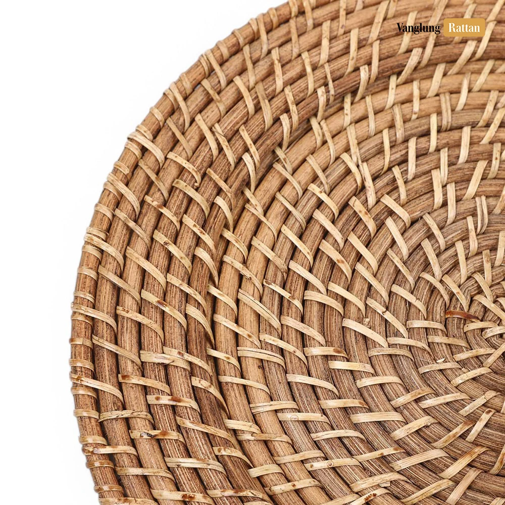 Rattan Export Natural marrón redondo ratán completo bajoplato decorativo - REX-UP021004