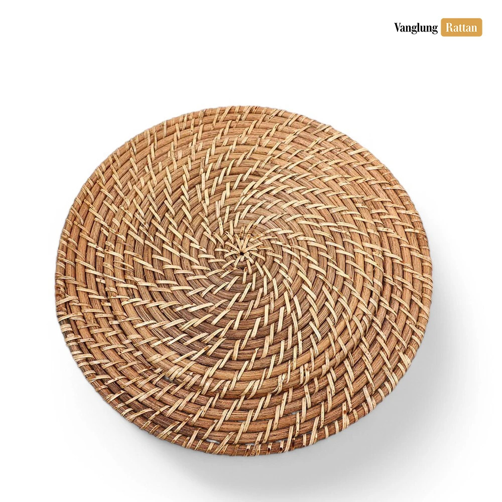 Rattan Export Natural marrón redondo ratán completo bajoplato decorativo - REX-UP021004