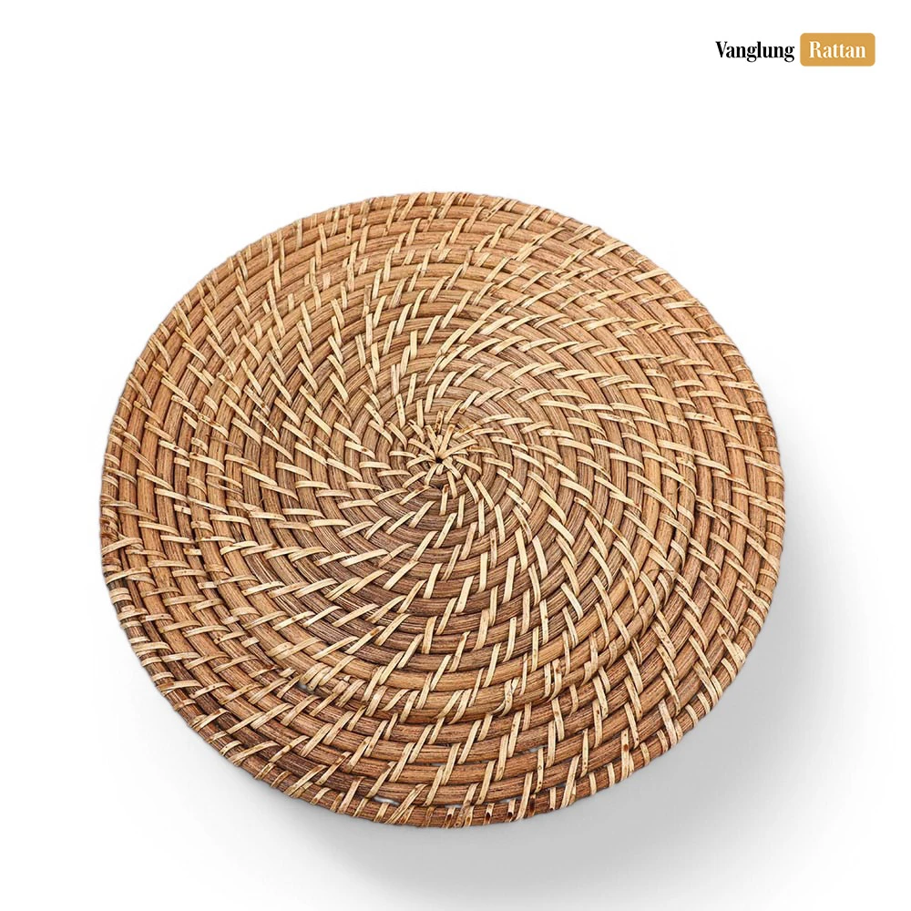 Rattan Export Natural marrón redondo ratán completo bajoplato decorativo - REX-UP021004