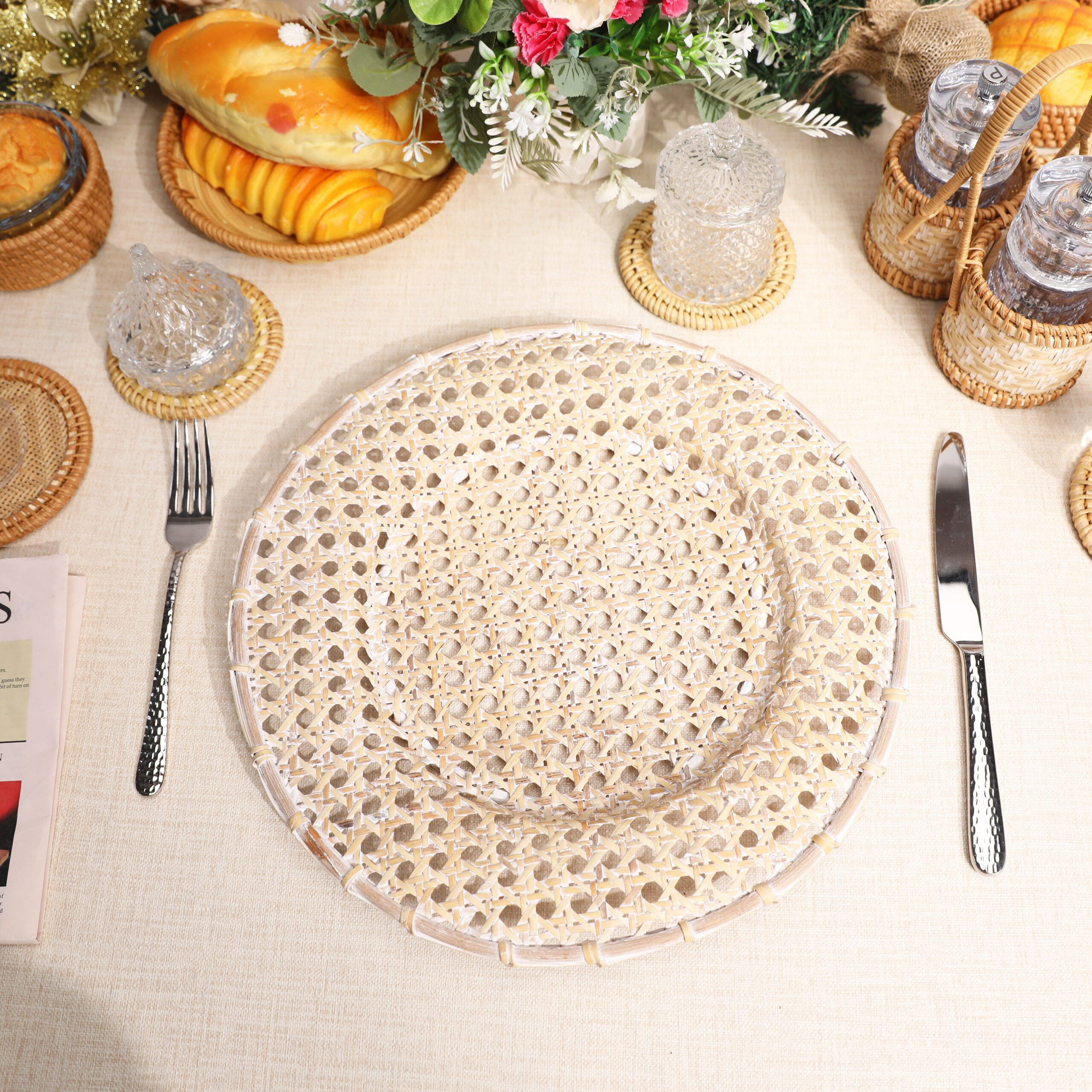 Rattan Export Neu Design Rattangeflecht Vollrattan Dekor-Unterteller - REX-UP021003