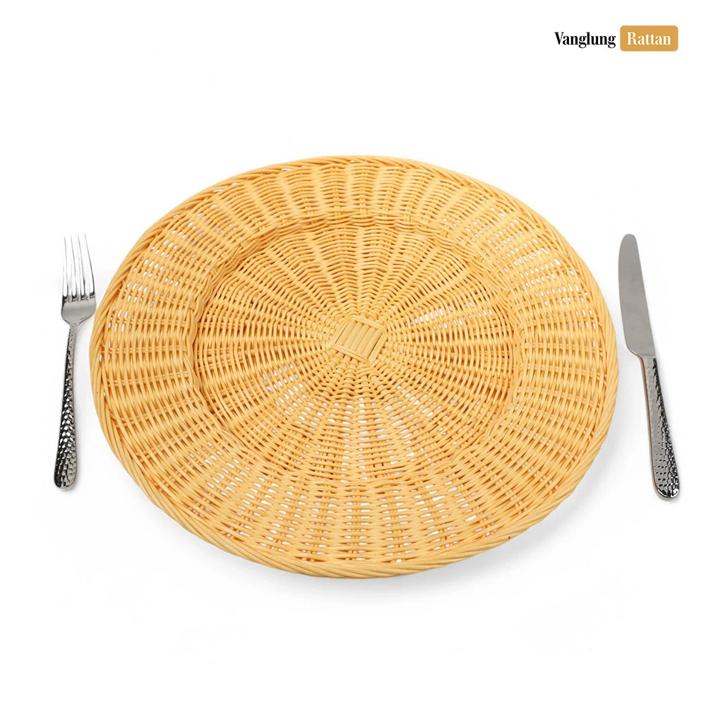 Rattan Export Honey Brown High Quality Round Core Rattan Charger Underplate - REX-UP032001