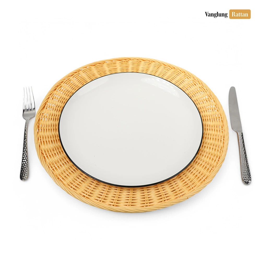 Rattan Export Honey Brown High Quality Round Core Rattan Charger Underplate - REX-UP032001
