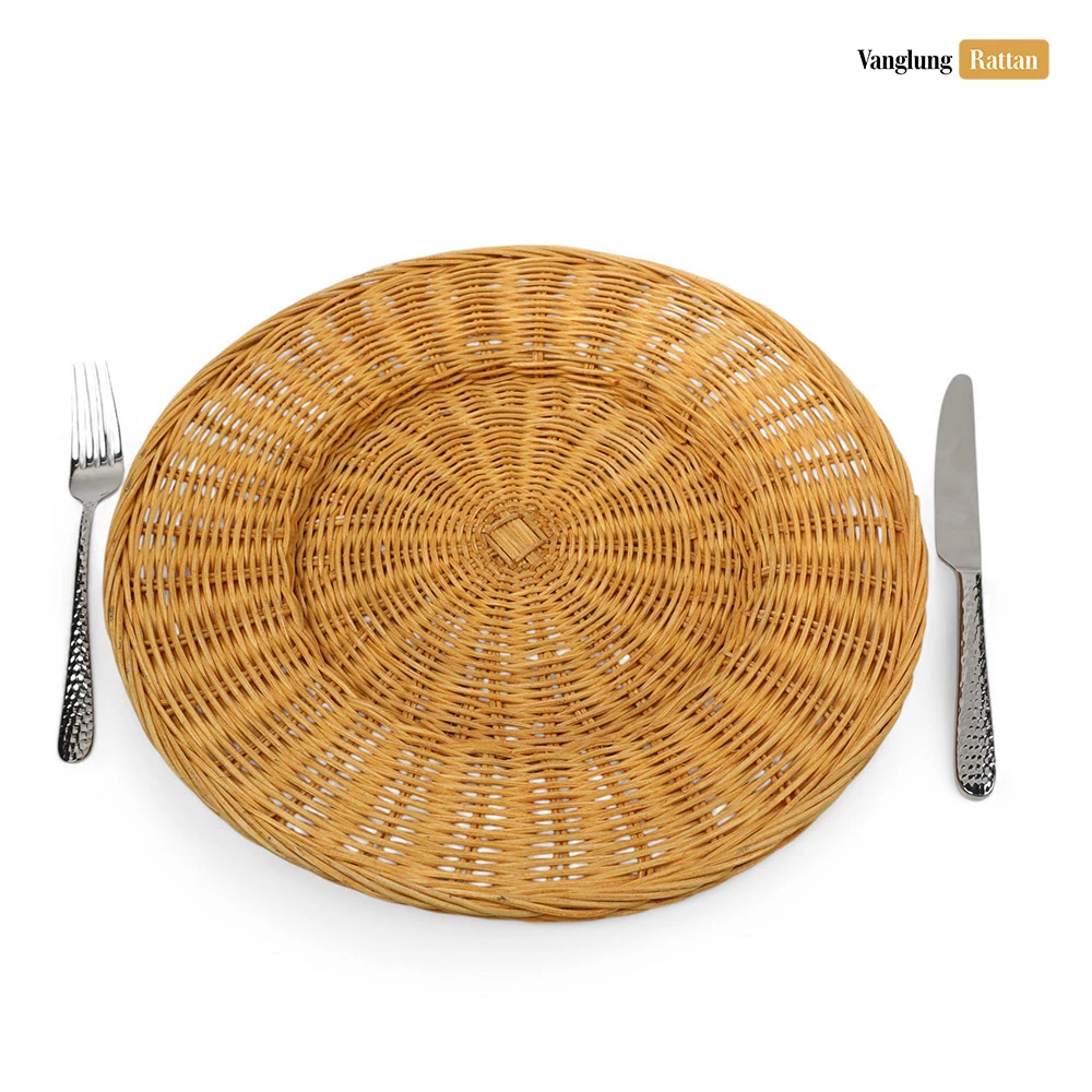 Rattan Export Brown Durable Round Shape Core Rattan Charger Underplate - REX-UP033011