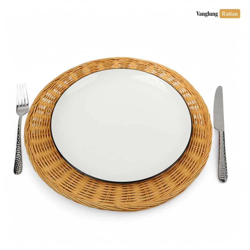 Rattan Export Brown Durable Round Shape Core Rattan Charger Underplate - REX-UP033011