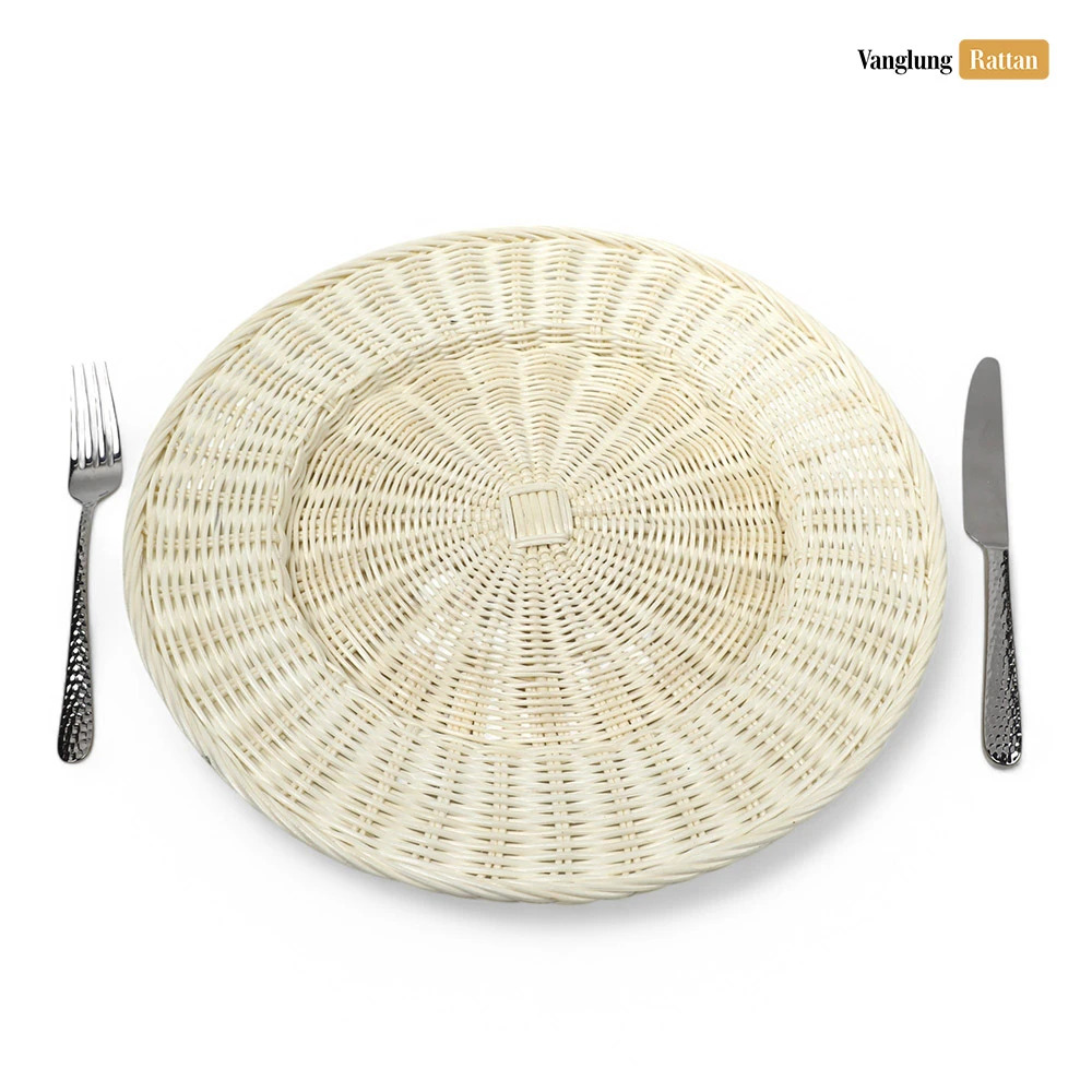 Rattan Export Natural White High Quality Round Shape Core Rattan Charger Underplate - REX-UP032002