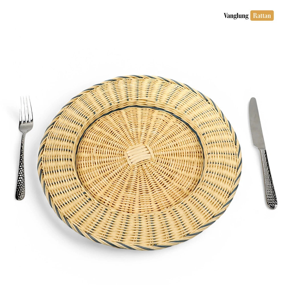 Rattan Export White Green High Quality Round Core Rattan Charger Underplate - REX-UP033002