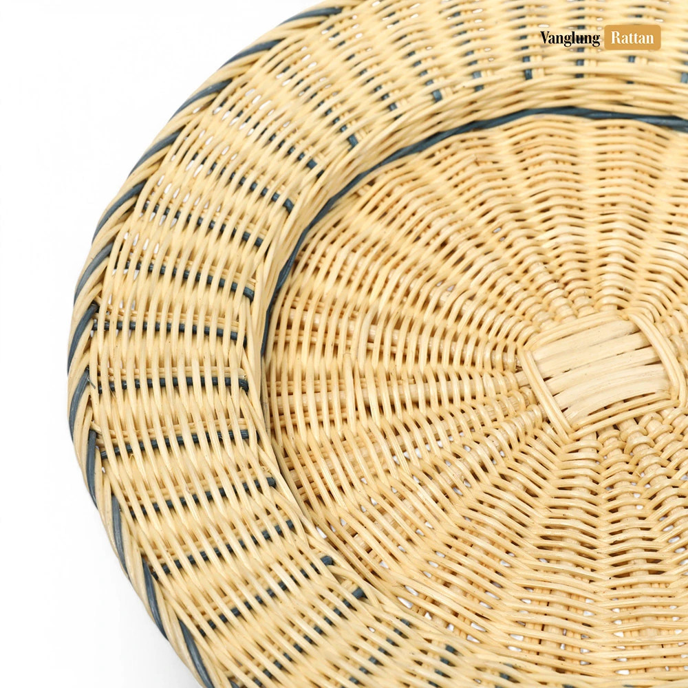 Rattan Export White Green High Quality Round Core Rattan Charger Underplate - REX-UP033002