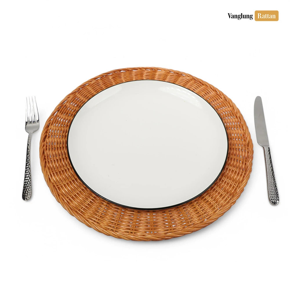 Rattan Export Brown High Quality Round Core Rattan Charger Underplate - REX-UP033001