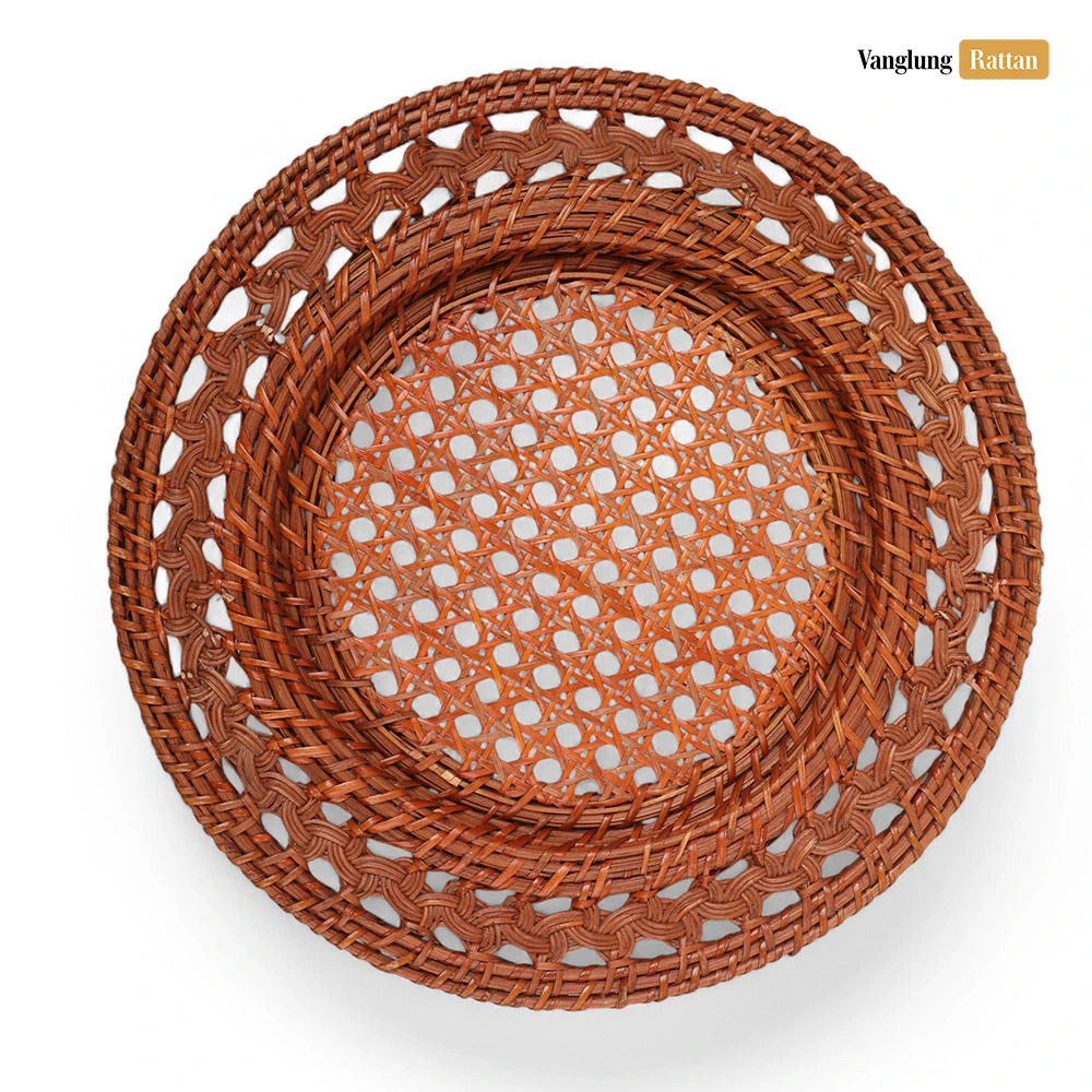 Rattan Export Dark Brown Creative Cane Mesh Bamboo Rattan Charger Underplate - REX-UP051051