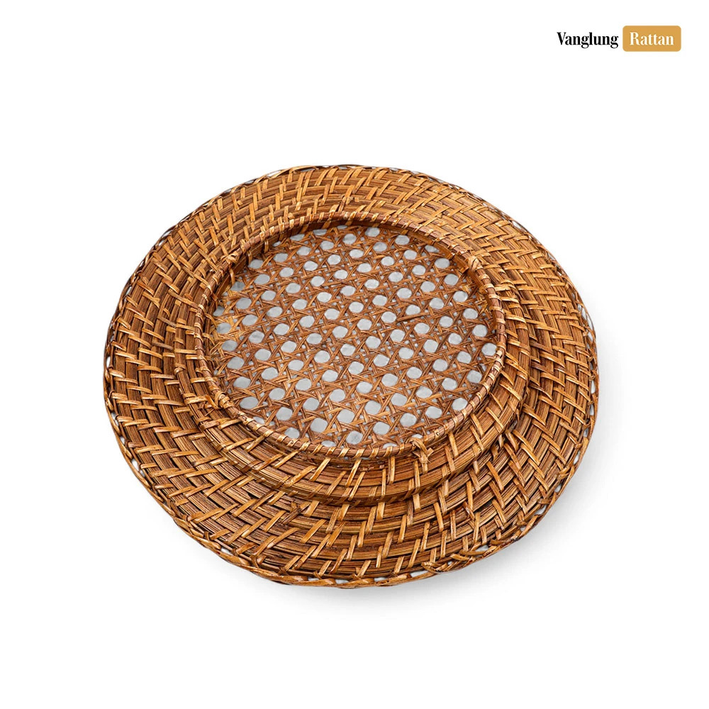Rattan Export Brown Cane Mesh Bamboo Rattan Charger Underplate - REX-UP051041
