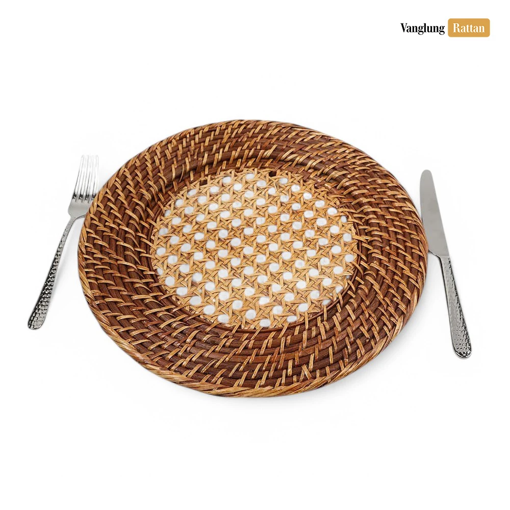 Rattan Export Dark Brown Handicraft Bamboo Rattan Charger Underplate - REX-UP051031