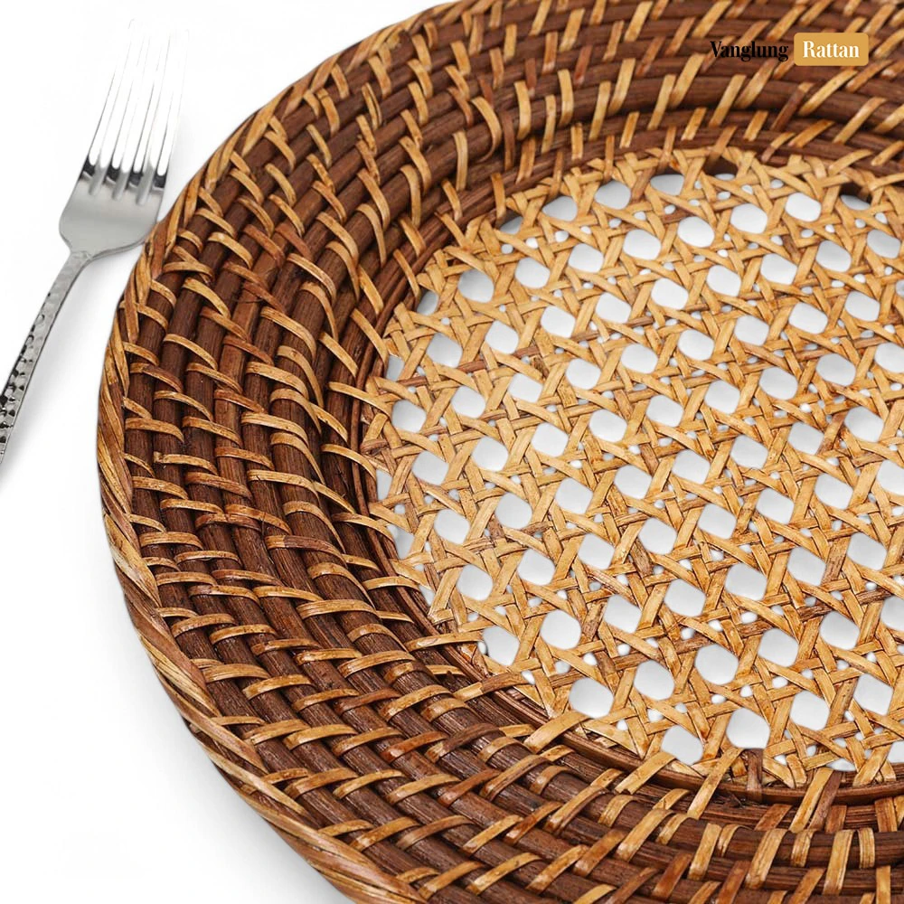 Rattan Export Dark Brown Handicraft Bamboo Rattan Charger Underplate - REX-UP051031