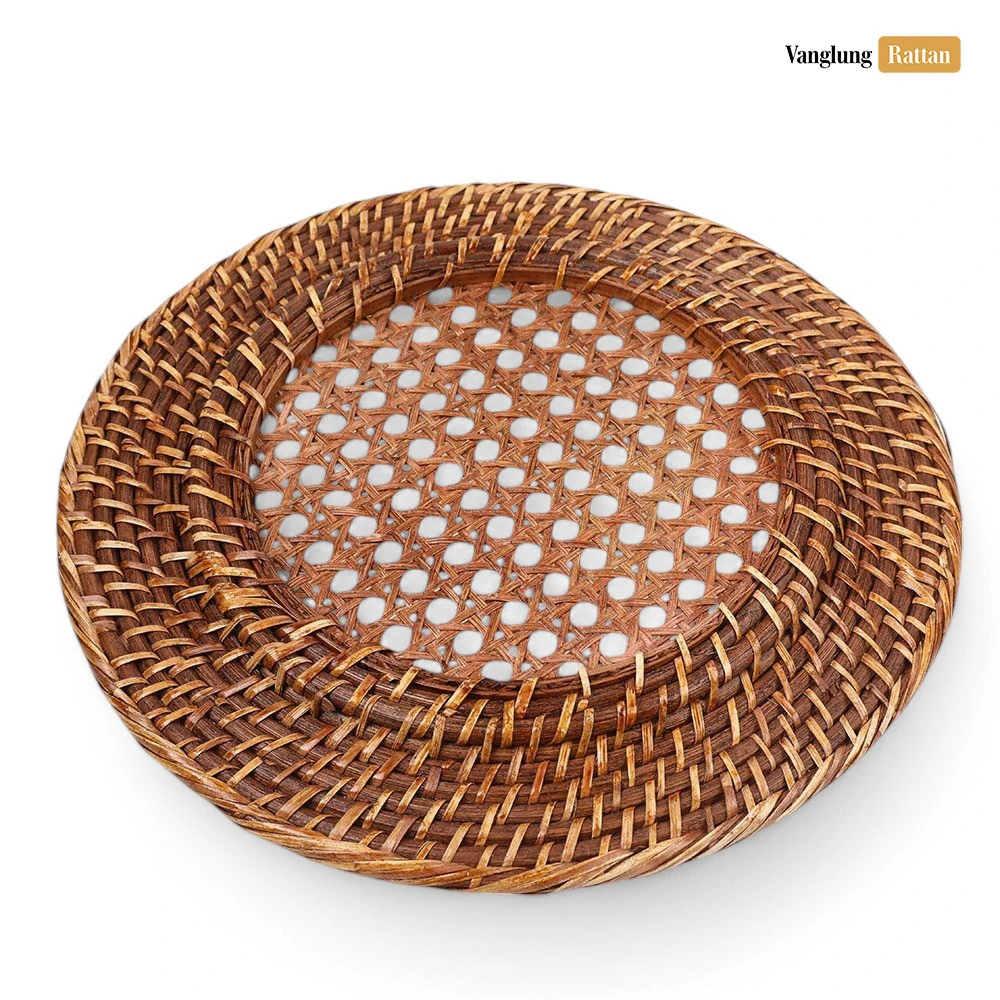 Rattan Export Dark Brown Handicraft Bamboo Rattan Charger Underplate - REX-UP051031