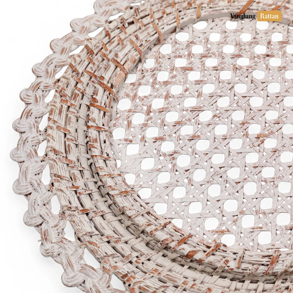 Rattan Export White Flower Shape Bamboo Rattan Charger Underplate - REX-UP051021