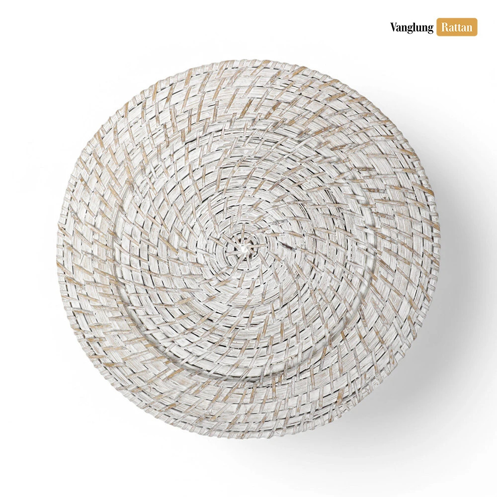 Rattan Export Whitewash Handicraft Bamboo Rattan Charger Underplate - REX-UP051112
