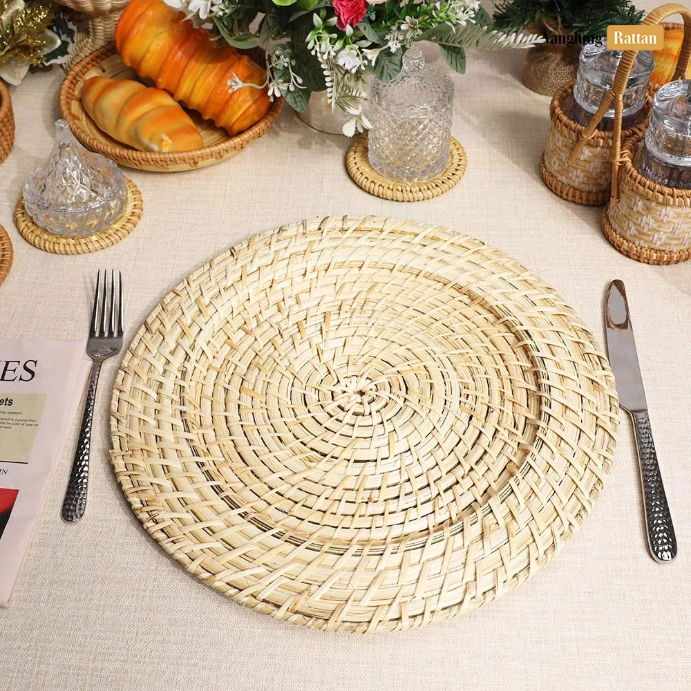 Rattan Export Natural Handicraft Bamboo Rattan Charger Underplate - REX-UP051102