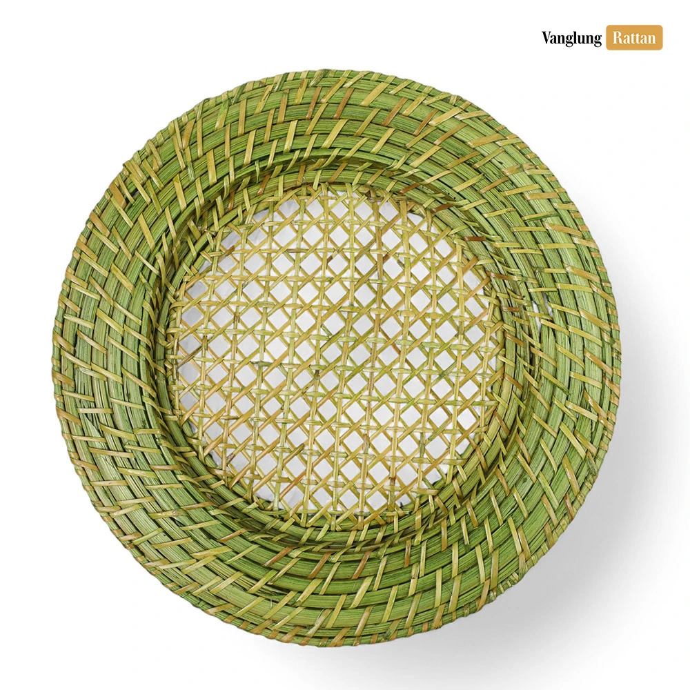 Rattan Export Natural Green Handicraft Bamboo Rattan Charger Underplate - REX-UP051001