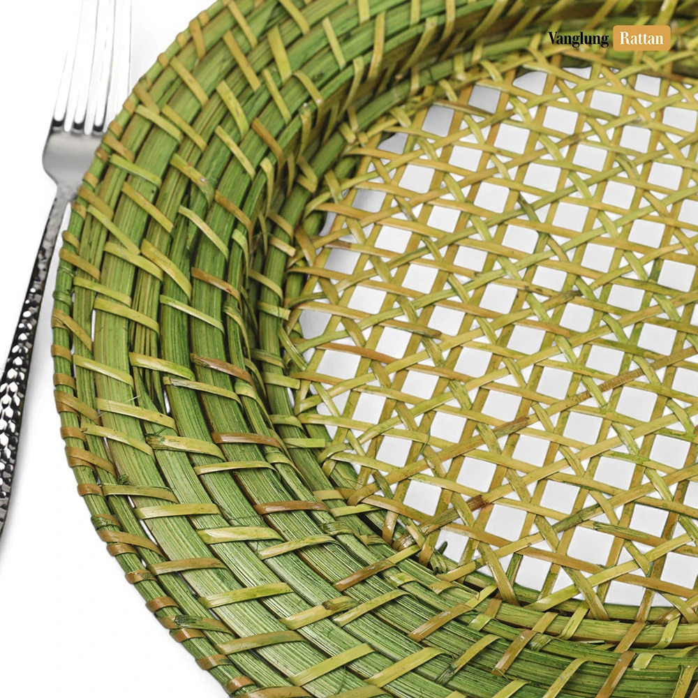 Rattan Export Natural Green Handicraft Bamboo Rattan Charger Underplate - REX-UP051001